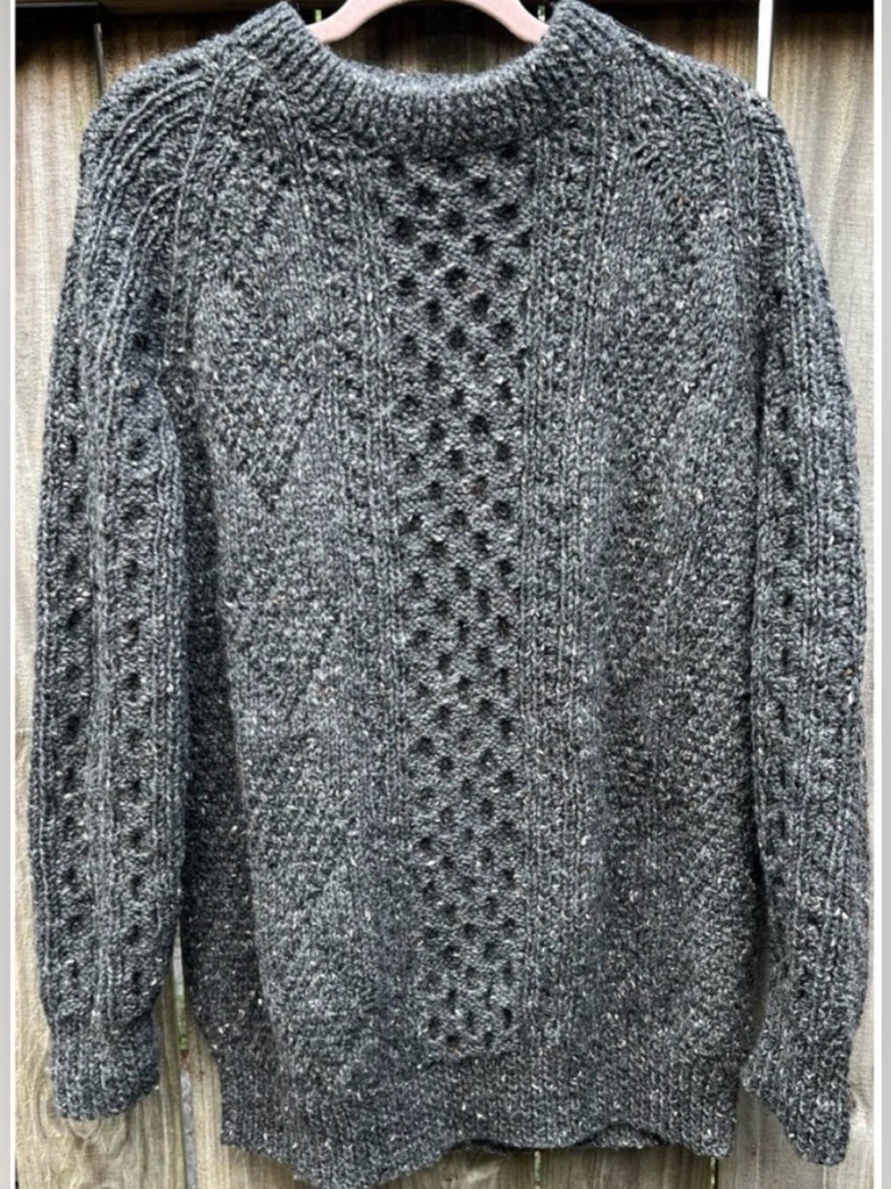 Fisherman Cable Knit Grey Wool Sweater